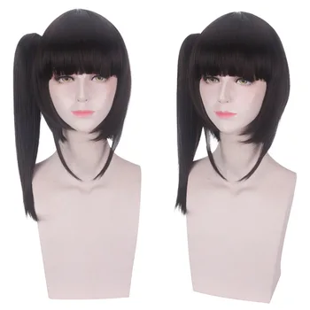

30Cm Length Black And Brown Color Cosplay Wig Anime Demon Slayer:Kimetsu no Yaiba Tsuyuri Kanawo Wig Short Ponytail Hairstyle