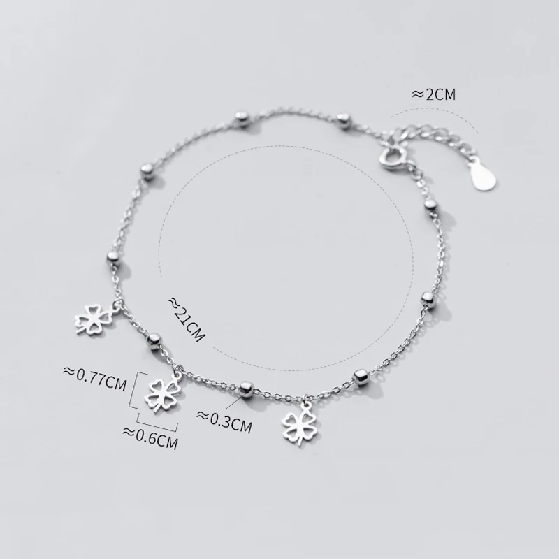 Clover Silver 925 Bracelet On The Leg Woman Anklets Jewelry Decoration On Foot Bracelet Silver Chain Fashion Gift Female