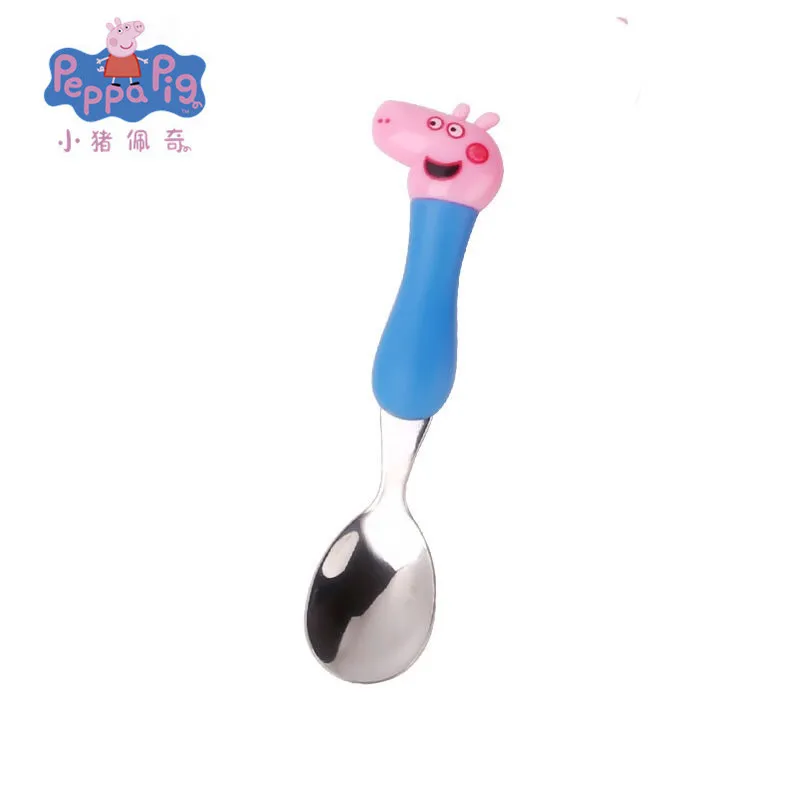 George Оригинальная Фирменная Новинка Peppa Игрушка Свинья Джордж семейная столовая посуда набор ложек для супа обеденный Ланч Джордж Фигурки игрушки для детей подарок - Цвет: George