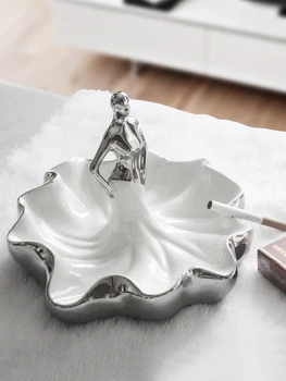 

[Top] Nordic Very unique Sexy woman Long skirt ashtray figure model Tea table Desk home decoration statue ceramic crafts gift