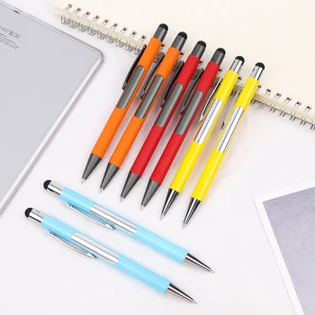 

Smooth Metal Press Capacitive 2 in 1 Touch Screen Stylus Pen Multi-color Ballpoint Pen Stationery Office Supplies Writing Tool
