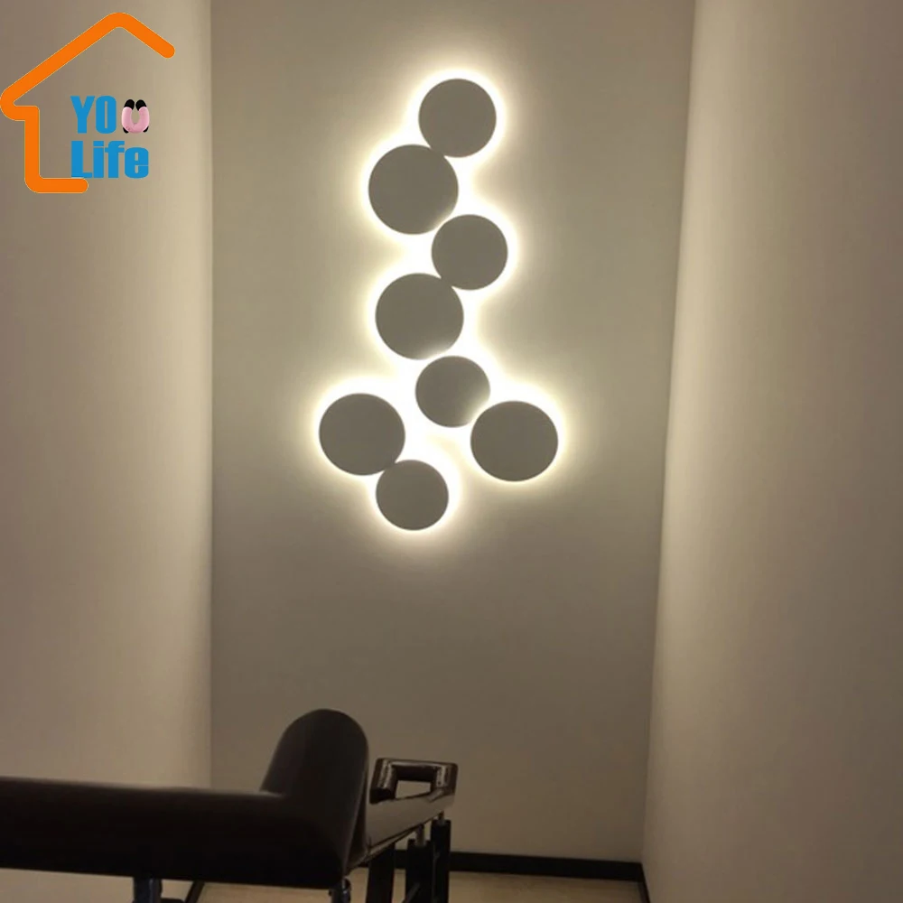 

Round Wall Light Bedroom 20cm/15cmWall Lamp Simple Creative Round Eclipse Wall Light Home Lighting Fixture Loft Stair Light LED