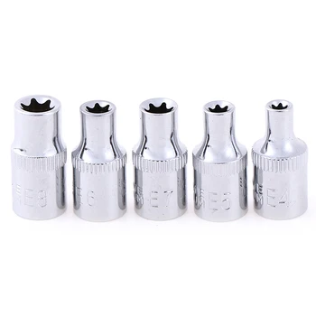 

5PCS/1PCS E-Socket Sockets 1/4 Inch(6.3mm)/3/8" Torx Star Bit Female E-Socket Set Socket Nuts Set E4,E5, E6,E7, E8,E10