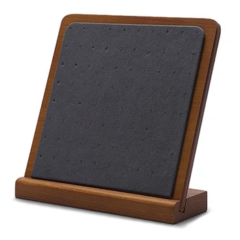 

Wooden Earring Display Stand with Microfiber Inserts for Exhibition of Stud Display Organizers