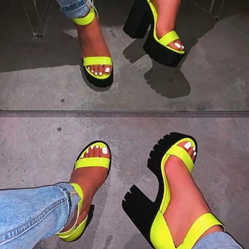 

Doratasia dropship 2020 BIG size 37-41 summer platform INS sandals woman shoes Square high heels black pink shoes women sandals