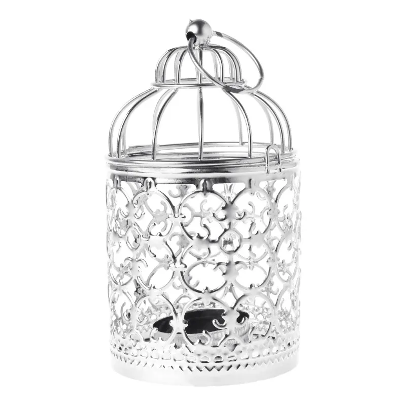02 Полый Держатель Подсвечники Tealight подвесной фонарь винтажная клетка для птиц 3 цвета Q1FD - Цвет: 02