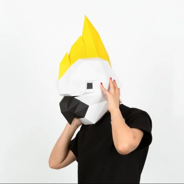 

Parrot Head Paper 3D DIY Material Manual Creative Head Mask Party Masquerade Show Props #1177 Tide Hand Made Cute Mask