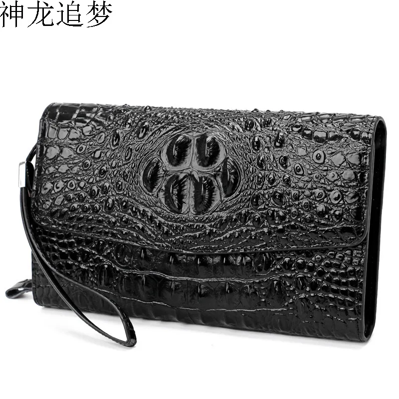 

Crocodile pattern men wallet split leather Men's handbag new large capacity casual tide men's clutch bag male mobile phone bag