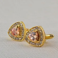 1 Pair Triangle Crystal Cufflinks Fashion Luxury Diamonds Cuff Buttons Golden Silvery Mens Women Cufflinks Wedding Party Jewelry