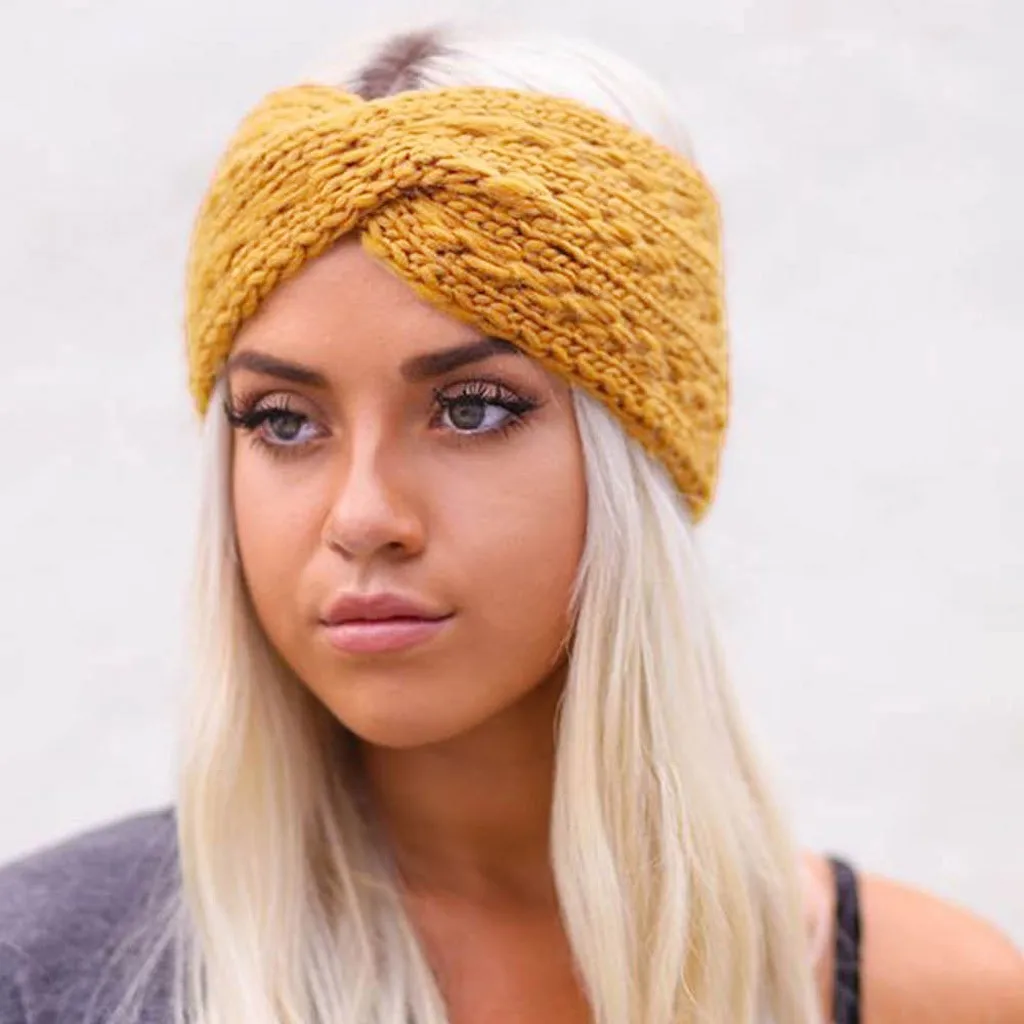 Новая женская повязка для волос зимняя поперечная плетеная повязка на голову теплые наушники женские толстые шерстяные повязка на голову дропшиппинг#45