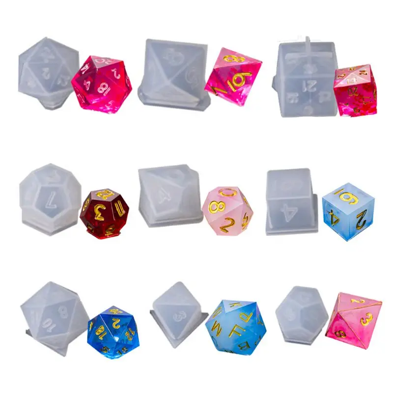 

Epoxy Resin Molds DIY Crystal Epoxy Mold Triangle Dice Fillet Shape Multi-spec Digital Game High Mirror dice mold silicone