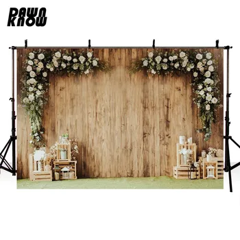 

DAWNKNOW Flower Wood Wall Photography Background Wedding Photocall Candle Photographic Backdrops Photo Studio Children lv2605