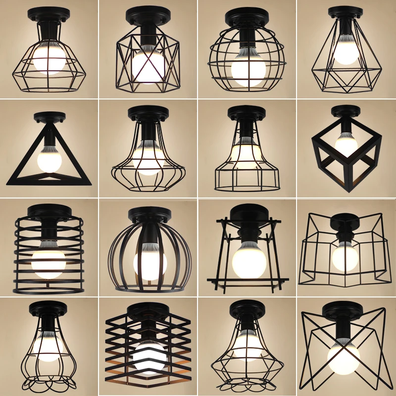 Винтажный потолочный светильник s Led железный черный Lamparas De Techo Lustre Plafondlamp Lampada