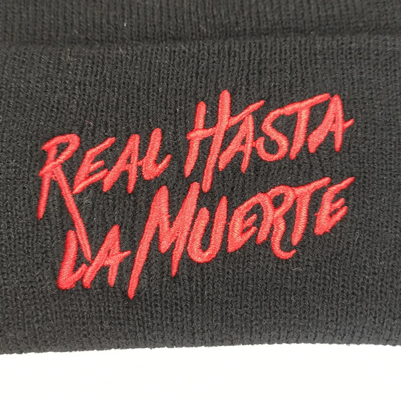 Лидер продаж, настоящая шапка Hasta La Muerte с вышитыми буквами, вязаная шапка skullies, шерстяная шапка, шапка в стиле хип-хоп с капюшоном, вязаные шапки, женская шапка