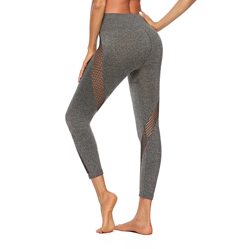 

SALSPOR Fitness Women Leggings High Waist Cutout Slim Workout Jeggings Female Buttocks Push Up Mesh Legging Breathable Pants