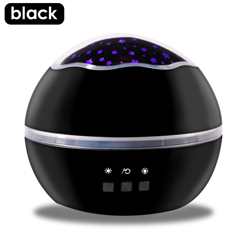 Romantic Luminous Toys Novelty Starry Sky LED Night Light Projector Ocean View Rotate Night Light Creative Toy For Children Gift - Color: Black