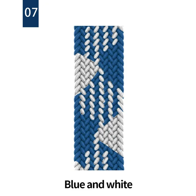 Braided Solo Loop For Apple Watch Band Se 76543 40mm 44mm Elastic Bracelet Strap on Smart Series 38mm 42mm 41mm 45mm Accessories 7 Blue white
