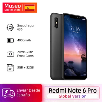 

Global Version Xiaomi Redmi Note 6 Pro 3GB 32GB 6.26" 19:9 Full Screen 1080P Dual Camera Smartphone Snapdragon Octa Core CE FCC