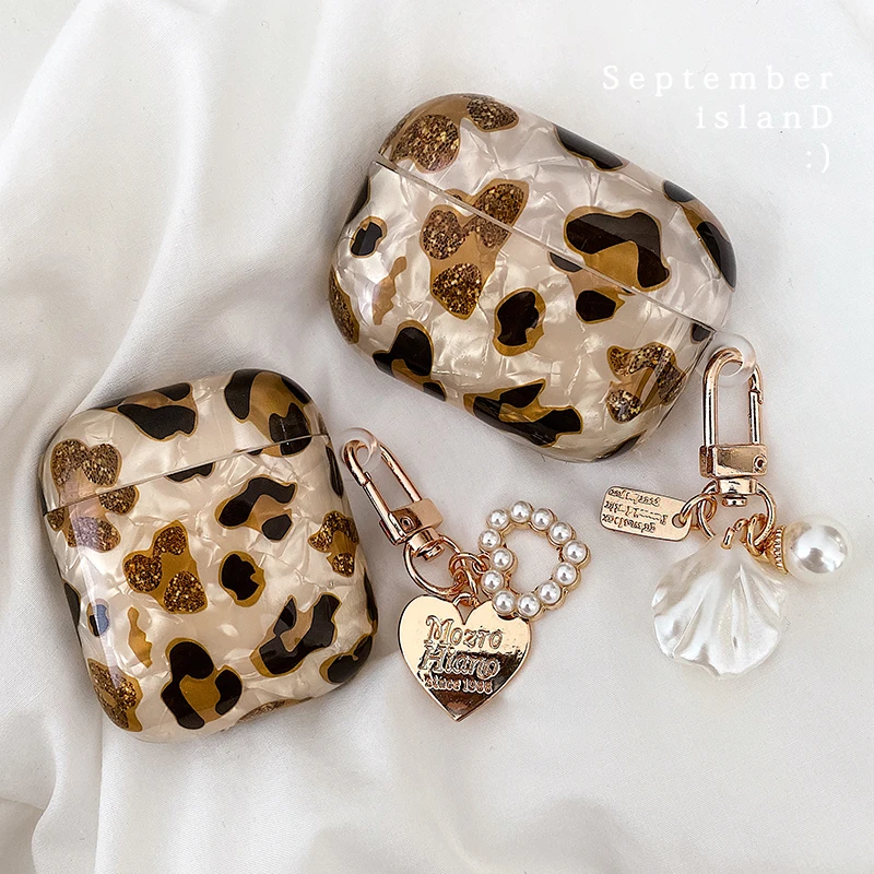 HSYK Luxury Leopard Pearl Case for Apple Airpods 1 2 3 Bracelet keychain AirPods Pro Bluetooth Earphone | Электроника