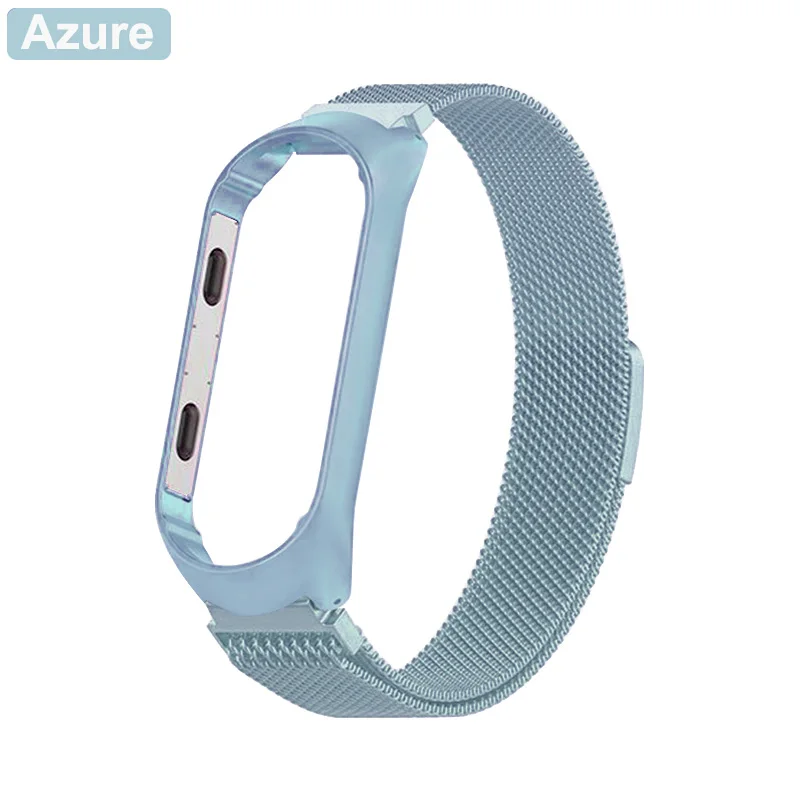 Azure Ремешок для Xiaomi mi Band 4 металлический браслет для mi band 3 из нержавеющей стали ремешок для mi band сменные браслеты - Цвет: Azure