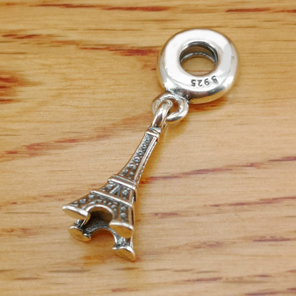 925 Sterling Silver Pendant DIY Jewelry Eiffel Tower Dangle Charm fit Pandora Bracelet Bangle Lady Girl Gift