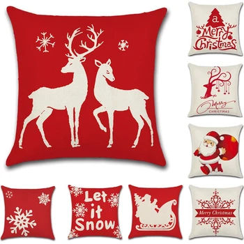 

Christmas Decorative Cushions Red Cartoon Santa Claus Cushion Cover Throw Pillow Covers For Sofa Bed Car Seat New Year Gift