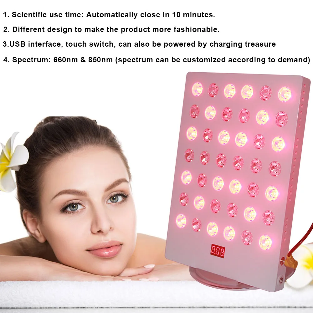 Светильник для фототерапии лица 45 Вт со временем USB 850nm 660nm светодиодный светильник для кожи и облегчения боли
