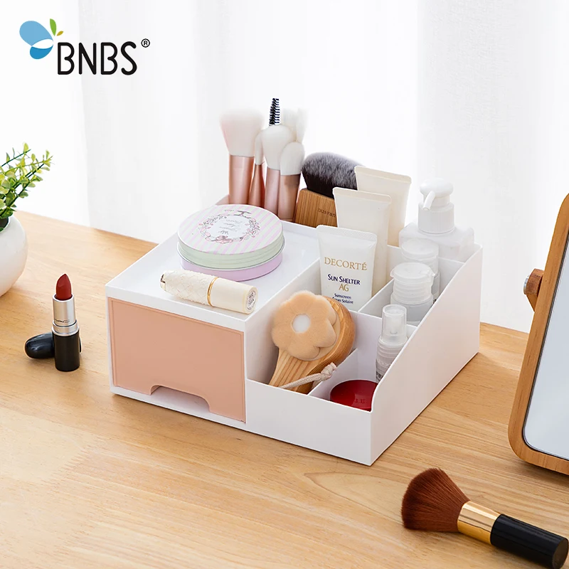 BNBS Настольный канцелярский органайзер для хранения косметики Шкатулка Контейнер пластиковая Косметика Коробка-Органайзер контейнеры для мелочей