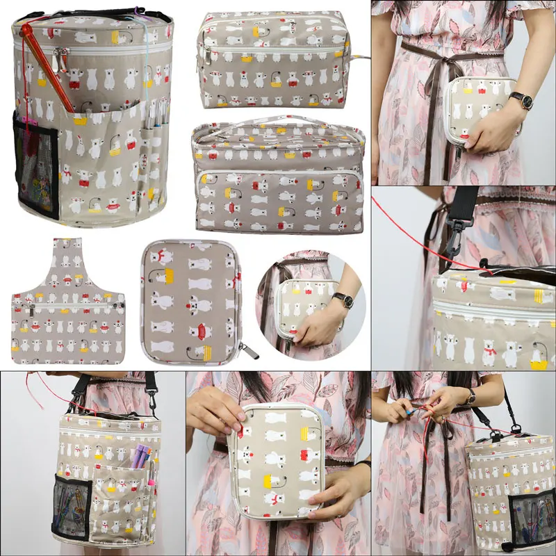 

5 Styles Empty Yarn Storage Bag For Crochet Hooks And Knitting Needles Yarn Bag DIY Weave Sewing Tools Knitting Bag Crochet Bag