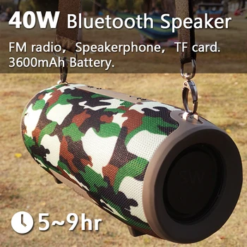 

Real 40W Bluetooth Speaker Portable Column Music Player Sound System Boom Box with FM Radio Assisted TF Subwoofer Dolube TG 125