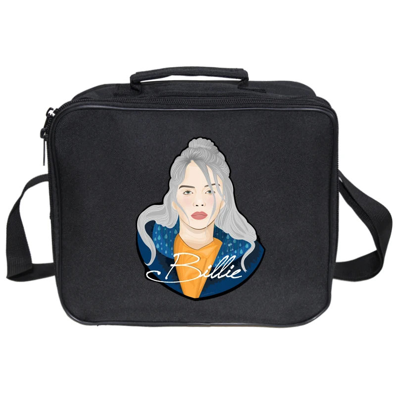 Модные детские сумки для обеда Billie Eilish, женская и мужская сумка для свежего хранения, изолированная Термосумка, сумка для еды, напитков, пикника, мужская сумка Bento Box