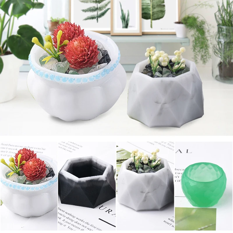 DIY силиконовые формы для цветочного горшка в форме ромба для подсвечника для изготовления суккулентных горшки для растений формы для горшка для бетона
