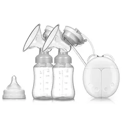 Новое поступление двойной Электрический молокоотсос мощный соска всасывания USB Электрический молокоотсос с бутылка для детского молока
