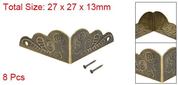 Bronze 27x27x13-8x Uxcell металлические угловые протекторы для коробки деревянный ящик край протектор 27x27x13 мм бронзовый тон 8 шт - Цвет: Bronze 27x27x13-8x