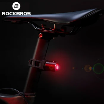 

ROCKBROS Bicycle Saddle Rear Light Waterproof Intelligent Photosensitivit USB Rechargeable Red Warning Taillight LED Bike Light
