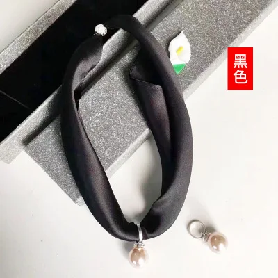 Квадратный круглый Шелковый шейный платок женский сплошной цвет шелковое ожерелье Корея Шелковый бисер маленький шарф - Цвет: Color  10