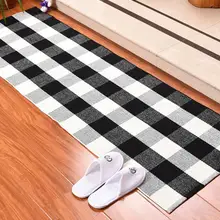 Хлопковый плед Buffalo, черный и белый клетчатый коврик, коврик для двери, моющийся Тканый Плетеный пледы, коврик