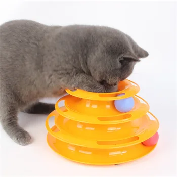 

Pet toy supplies cat interactive three-layer turntable into kitten game supplies orange track tower scratching toy