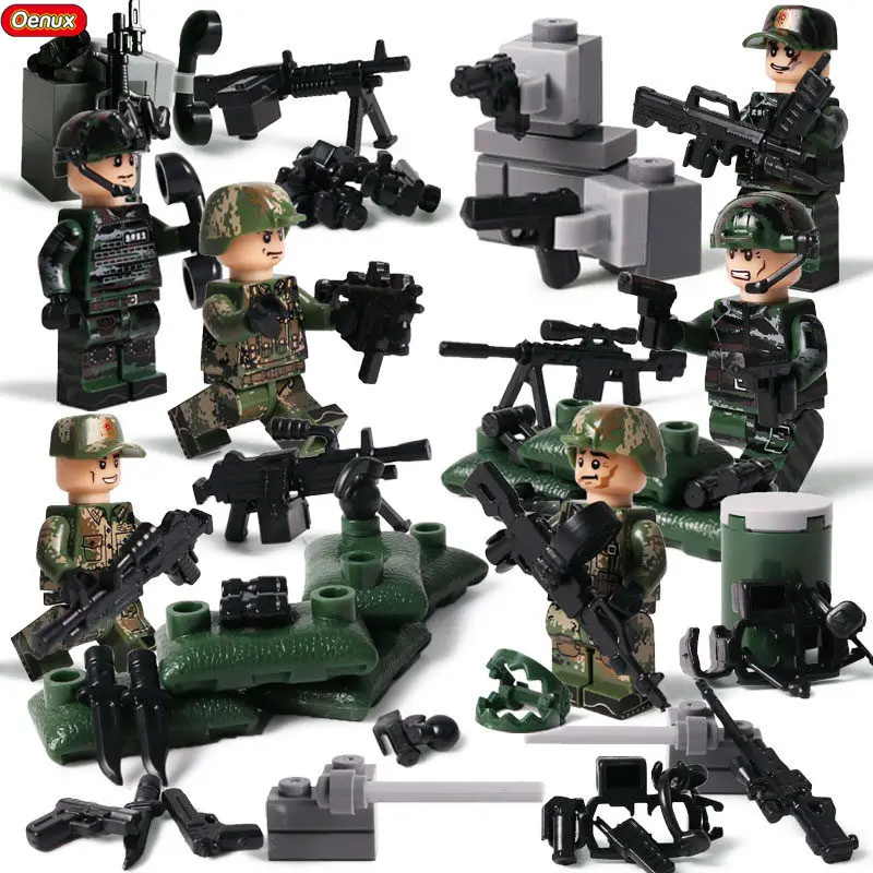 Oenux, новинка, современный мини русский альфа-сила, спецназ, армия, камуфляж, солдатики, фигурки, военный строительный блок, легоинги, кирпич, детская игрушка - Цвет: Military Set 8