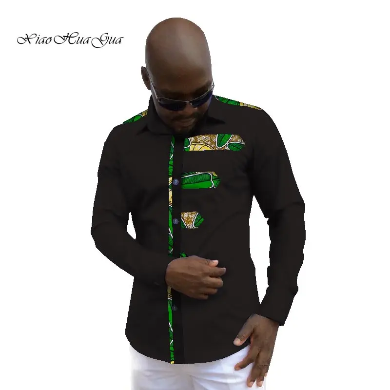 Костюмы Для мужчин s рубашка 6XL с длинным рукавом Для мужчин Slim Fit рубашки Дашики Для мужчин африканская восковая штамповка Хлопковая