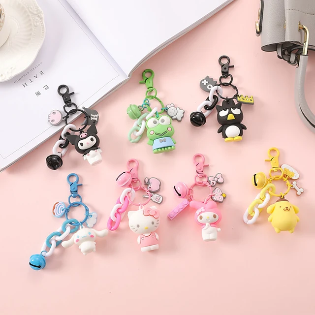 New Sanrio Cartoon Kawaii Keychain Doll Hello KT Kuromi Cinnamoroll Pompom Purin Mymelody Key Chain Car Bag Couple Pendant 1