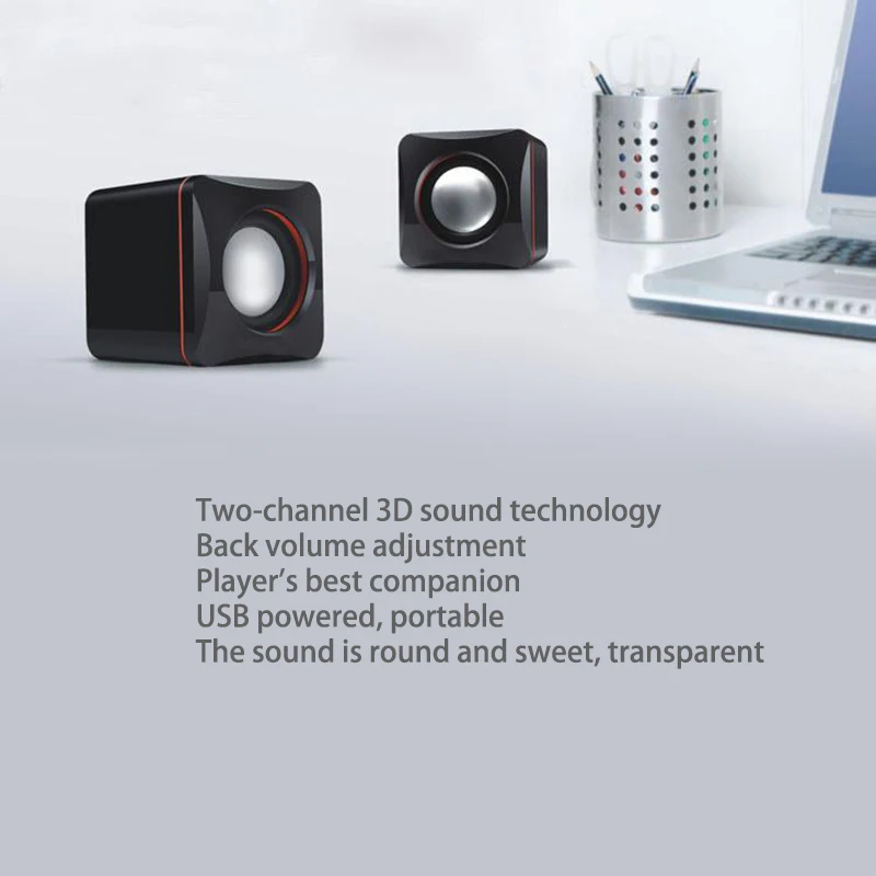 Portable Soundbar Computer USB Speaker Laptop 3.5mm Audio Jack Mini Speaker For Laptop Desktop Small Square Compact Mini Speaker