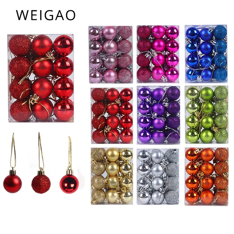 

WEIGAO 24pcs Christmas Tree Decorations Ball Bauble Xmas Party Hanging Ball Ornaments Decorations for Home New Year Navidad Gift