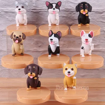 

8pcs/set Cute Dog Phone Holder PVC Collectible Action Figure Cartoon Cat and Dog Diary Model Toy Phone Stents