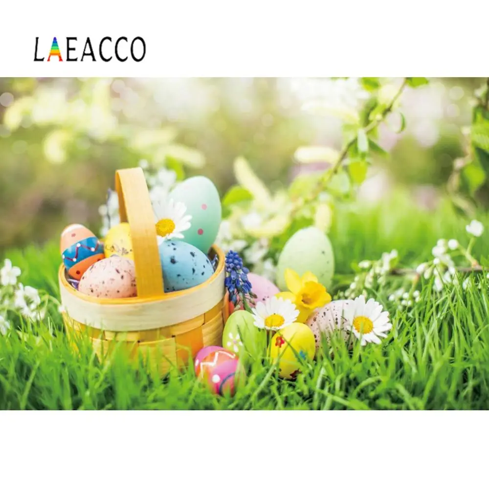 Laeacco фон для фотосъемки пасхальные яйца Весна Открытый трава детский день
