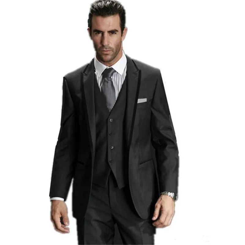 

Custom men's suit New/Mature business Stylish Handsome Suits Peak Lapel One Button Elegant Wedding (Jacket+Pants+vest )