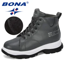 BONA/ г. Новые популярные женские зимние ботинки Ботинки martin на шнуровке женские ботильоны из плюша брендовые теплые женские ботильоны