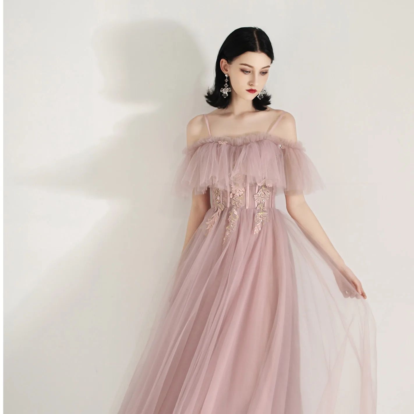 SSYfashion, длинное розовое вечернее платье в пол с вырезом лодочкой на шнуровке сзади, вечерние платья, вечерние платья, Vestidos De Fiesta