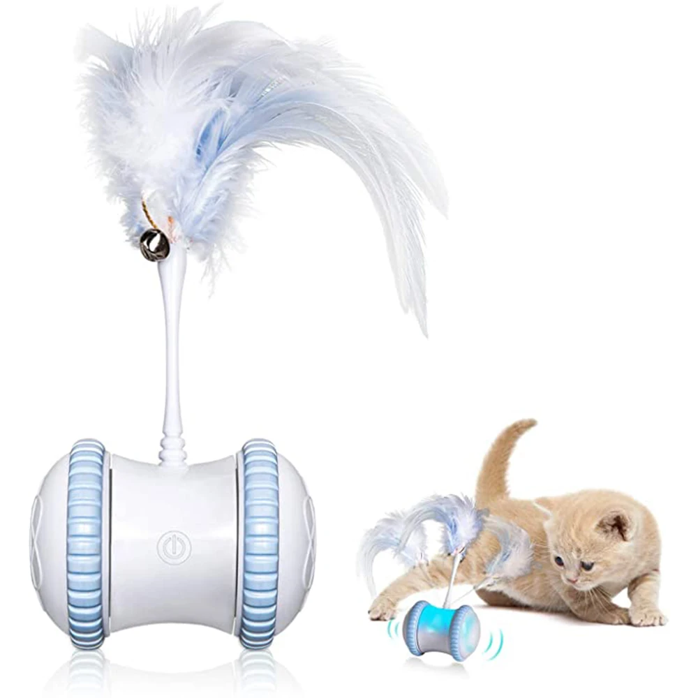 USB Charging Pet Cat Feather Smart Electric Balance Car Funny Toy Electronic Automatic Teaser Playing | Дом и сад