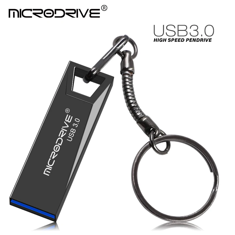 High-Speed Metal USB 3.0 Flash Drive with Key Ring - Multiple Storage Capacities
